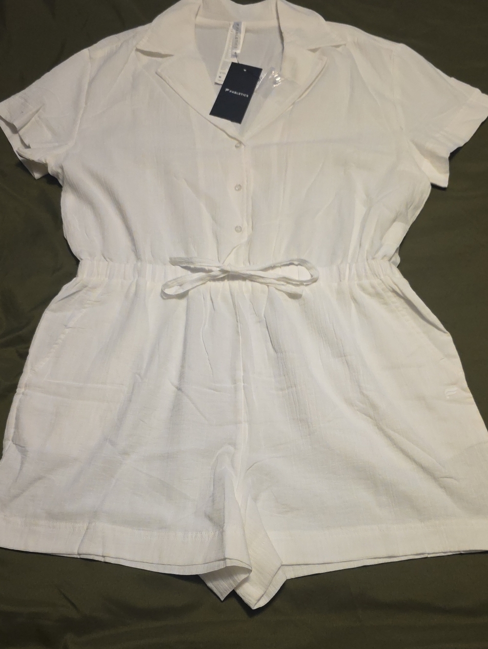 Fabletics White Short-Sleeve Women's One-Piece Romper